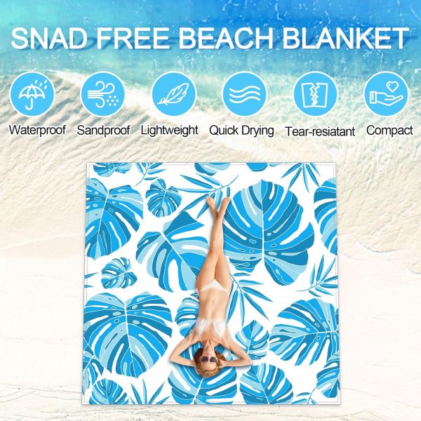 Beach Blanket Oversized 79" x 83" Waterproof Sandproof Beach Mat Lightweight Picnic Blanket Sand Proof Mat with 4 Stakes & 4 Corner Pocket for 4-6 Adults Outdoor Picnic Travel Camping Hiking (Copy) - Image 3