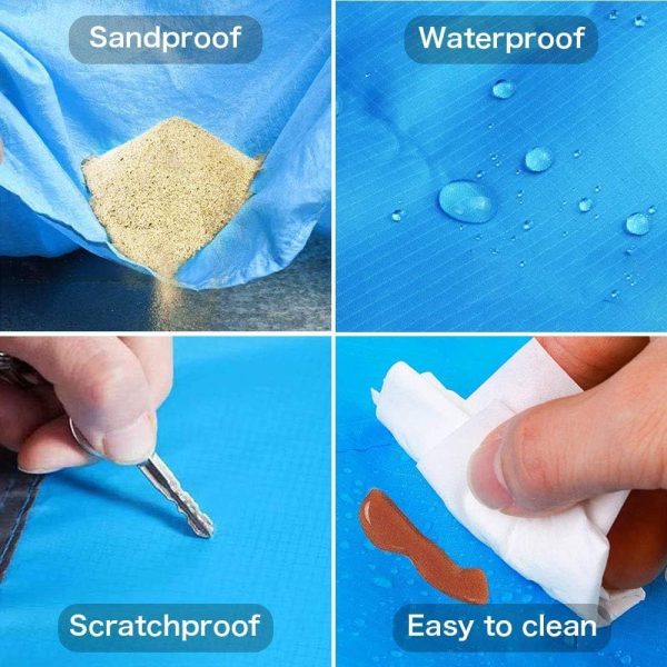 Beach Blanket Sandproof, Giant Size 114" x 138" for 12-15 Adult Waterproof Portable Oversize Picnic Mat with 4 x Stakes & Corner Pockets - Beach Mat for Travel/Camping/Hiking/Music Festivals - 2024 - Image 3