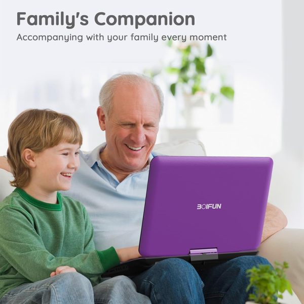 BOIFUN 17.5" Portable DVD Player with 15.6" Large HD Screen, 6 Hours Rechargeable Battery, Support USB/SD Card/Sync TV and Multiple Disc Formats, High Volume Speaker, Purple - Image 9