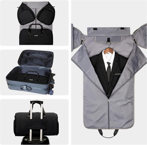 Convertible Garment Duffel Bag with Shoe Compartment,ZALUPRI Carry on Garment Bag for Men Women 2 in 1 Hanging Suitcase Suit Weekend Travel Bag, Black - Image 4