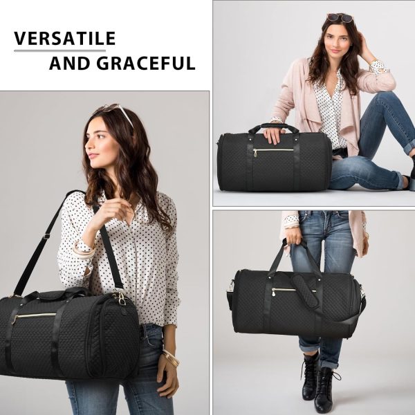 Garment Bag Carry On Convertible Travel Duffel Bag with Shoe Pouch Weekender Bag for Women Men 2 in 1 Hanging Suit Bag with Shoulder Strap Business Travel Bag - Image 5