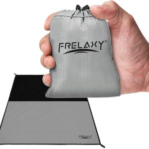 Frelaxy Pocket Picnic Blanket, Waterproof Beach Blanket, Compact Camping Blanket, Lightweight Outdoor Blanket for Beach Festival Camp Picnic Hiking Travel (Grey, 28'' x 47'')