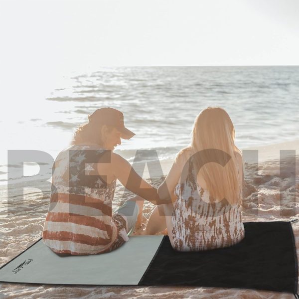 Frelaxy Pocket Picnic Blanket, Waterproof Beach Blanket, Compact Camping Blanket, Lightweight Outdoor Blanket for Beach Festival Camp Picnic Hiking Travel (Grey, 28'' x 47'') - Image 5