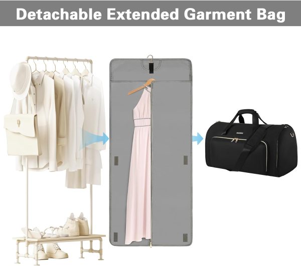 Garment Bags for Travel, Convertible Garment Bag with Detachable Hanging Suit Bag, Carry on Travel Duffel Bag with Shoulder and Backpack Straps, Luggage Dress Bag with 2 Shoes Cover, Men,Women - Image 3