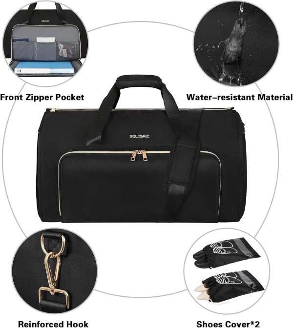 Garment Bags for Travel, Convertible Garment Bag with Detachable Hanging Suit Bag, Carry on Travel Duffel Bag with Shoulder and Backpack Straps, Luggage Dress Bag with 2 Shoes Cover, Men,Women - Image 5