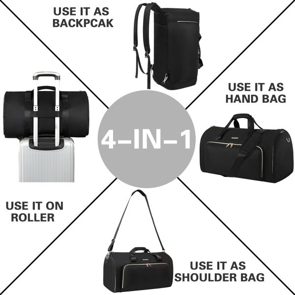 Garment Bags for Travel, Convertible Garment Bag with Detachable Hanging Suit Bag, Carry on Travel Duffel Bag with Shoulder and Backpack Straps, Luggage Dress Bag with 2 Shoes Cover, Men,Women - Image 6