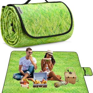Large Beach Blanket Waterproof Sandproof Picnic Blankets Outdoor Blanket Foldable Beach Mat Sandfree with Carry Strap Lightweight Beach Blankets fit 2-4 Adults for Beach Camping Grass Lawn Park