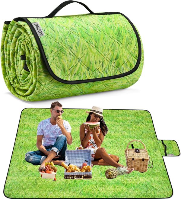 Large Beach Blanket Waterproof Sandproof Picnic Blankets Outdoor Blanket Foldable Beach Mat Sandfree with Carry Strap Lightweight Beach Blankets fit 2-4 Adults for Beach Camping Grass Lawn Park
