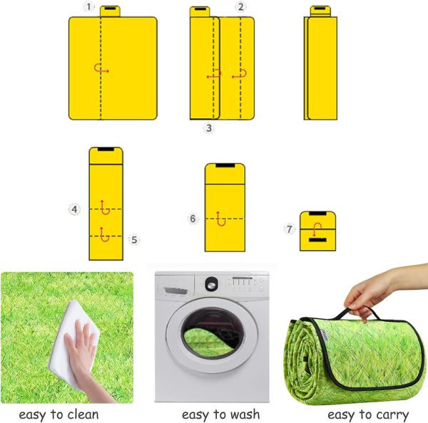 Large Beach Blanket Waterproof Sandproof Picnic Blankets Outdoor Blanket Foldable Beach Mat Sandfree with Carry Strap Lightweight Beach Blankets fit 2-4 Adults for Beach Camping Grass Lawn Park - Image 5