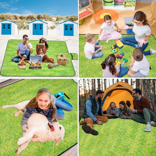 Large Beach Blanket Waterproof Sandproof Picnic Blankets Outdoor Blanket Foldable Beach Mat Sandfree with Carry Strap Lightweight Beach Blankets fit 2-4 Adults for Beach Camping Grass Lawn Park - Image 7