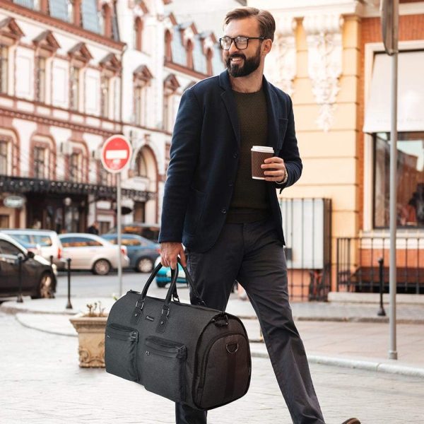 Convertible Garment Bag with Toiletry Bag, Carry On Garment Duffel Bag for Men Women Travel, Multi-Function Suit Bag 2 in 1 Hanging Suitcase, Black - Image 6