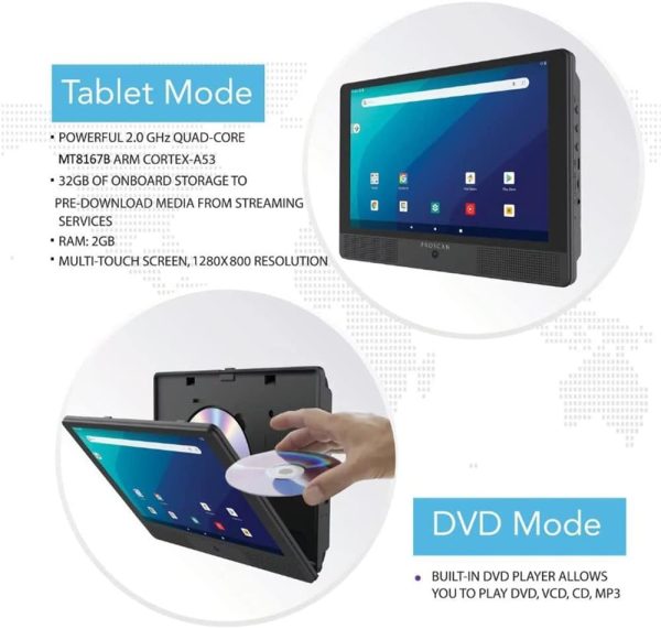 PROSCAN Elite 10.1" Quad Core Tablet/Portable DVD Combo 2GB/32GB Android 11 PELTDV1029 - Image 6