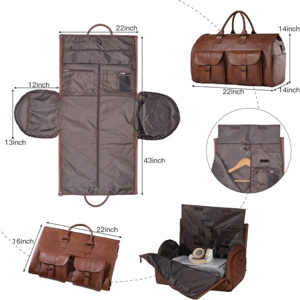 Convertible Travel Garment Bag,Carry on Garment Duffel Bag for Men Women - 2 in 1 Hanging Suitcase Suit Business Travel Bag - Image 2