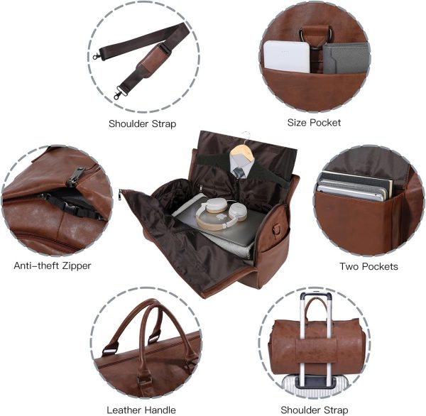 Convertible Travel Garment Bag,Carry on Garment Duffel Bag for Men Women - 2 in 1 Hanging Suitcase Suit Business Travel Bag - Image 3