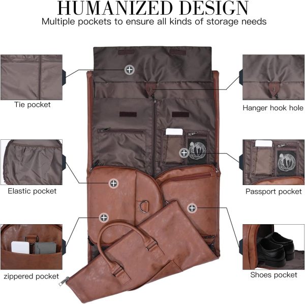 Convertible Travel Garment Bag,Carry on Garment Duffel Bag for Men Women - 2 in 1 Hanging Suitcase Suit Business Travel Bag - Image 4